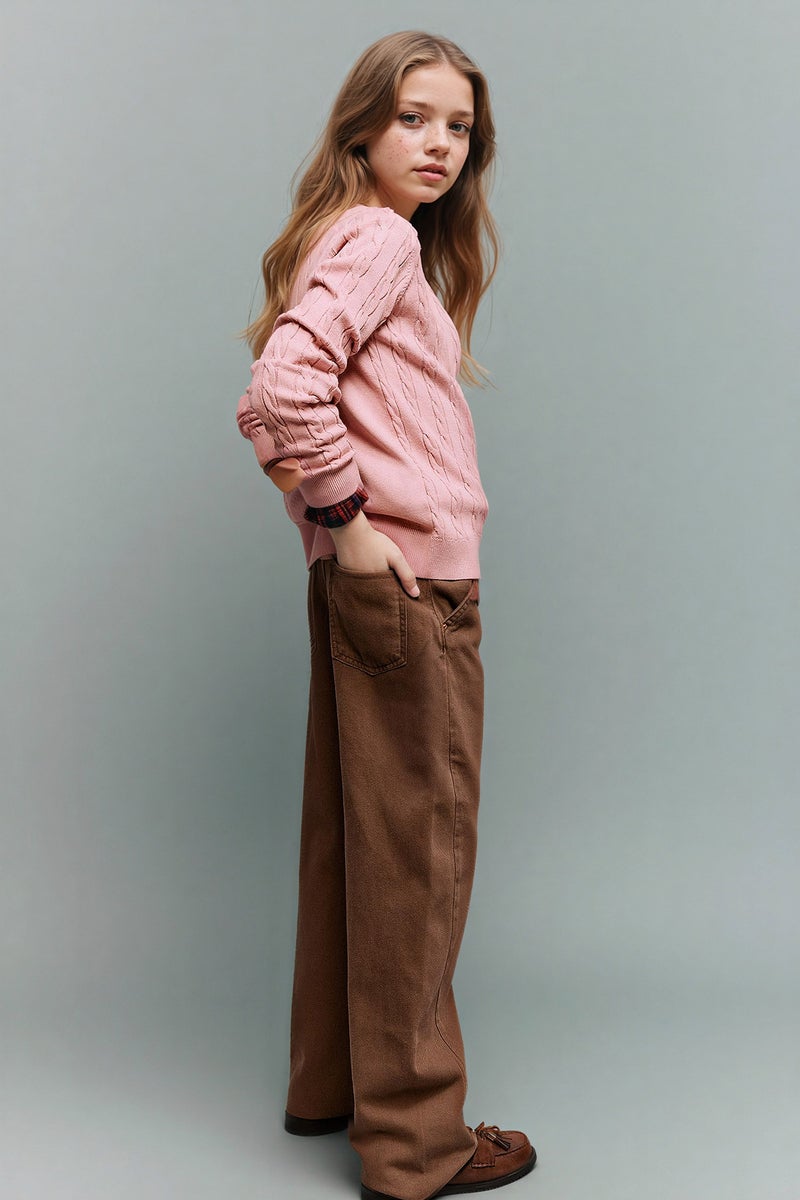 DeFacto Brown Girl Girl Balloon Fit Gabardine Trousers Casual - Image 2